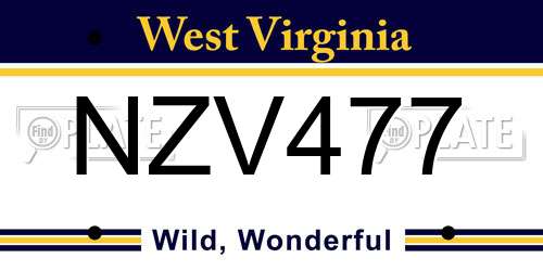 NZV477 West Virginia License Plate
