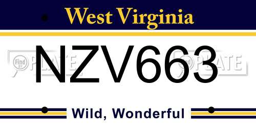 NZV663 West Virginia License Plate