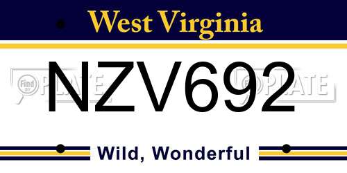 NZV692 West Virginia License Plate