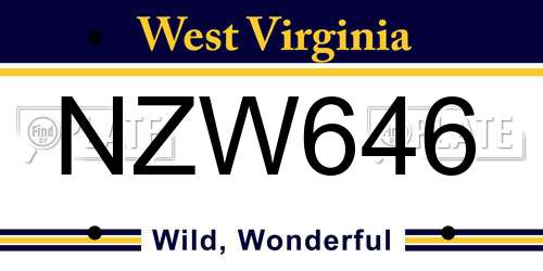NZW646 West Virginia License Plate