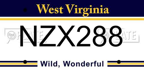 NZX288 West Virginia License Plate