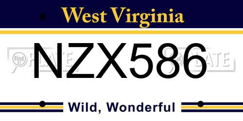 NZX586 West Virginia License Plate