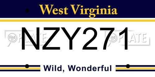 NZY271 West Virginia License Plate