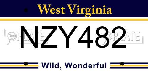 NZY482 West Virginia License Plate