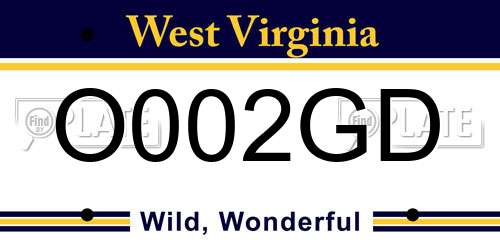 O002GD West Virginia License Plate