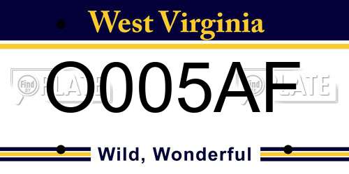 O005AF West Virginia License Plate