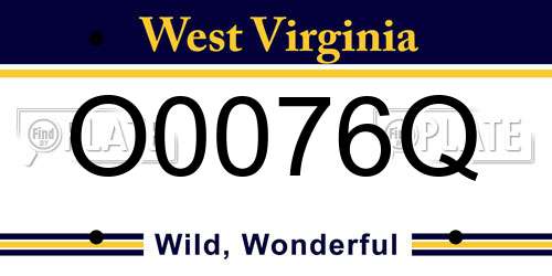 O0076Q West Virginia License Plate