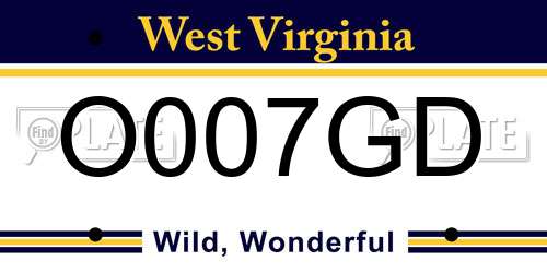 O007GD West Virginia License Plate