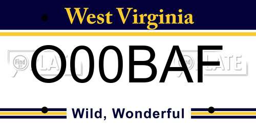 O00BAF West Virginia License Plate