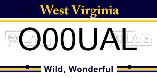 O00UAL West Virginia License Plate