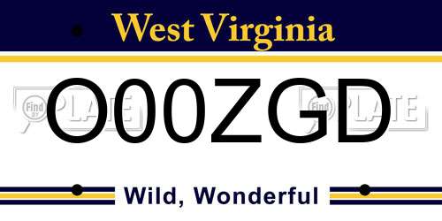 O00ZGD West Virginia License Plate