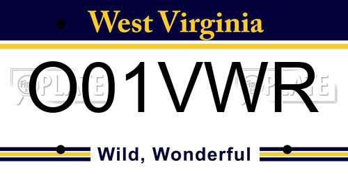 O01VWR West Virginia License Plate