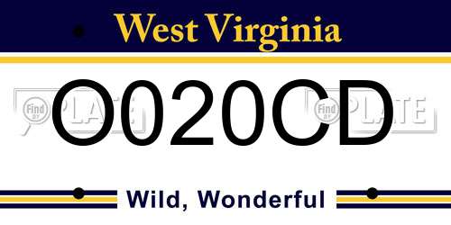 O020CD West Virginia License Plate