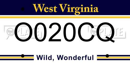 O020CQ West Virginia License Plate