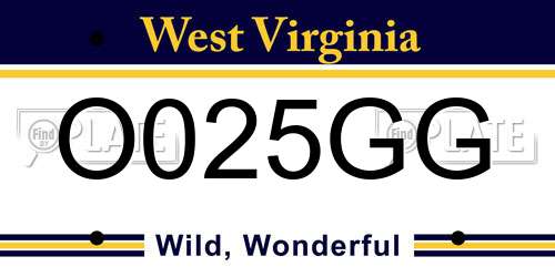 O025GG West Virginia License Plate