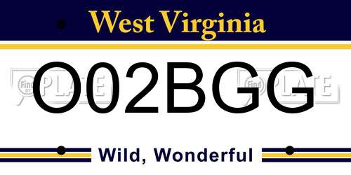 O02BGG West Virginia License Plate