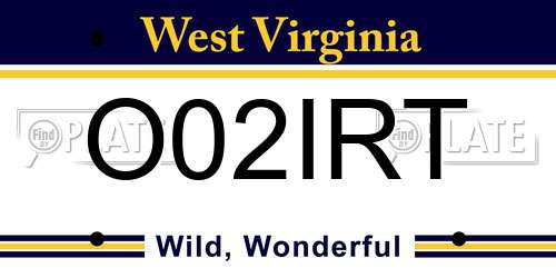 O02IRT West Virginia License Plate