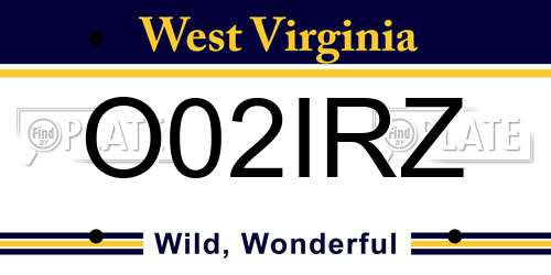 O02IRZ West Virginia License Plate