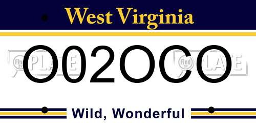 O02OCO West Virginia License Plate