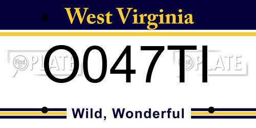 O047TI West Virginia License Plate