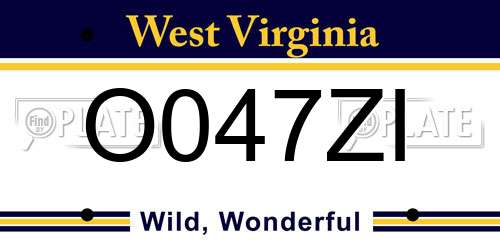 O047ZI West Virginia License Plate