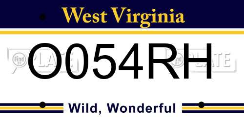 O054RH West Virginia License Plate