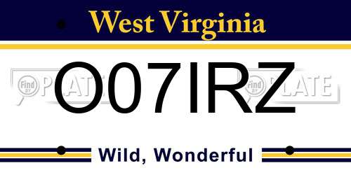O07IRZ West Virginia License Plate