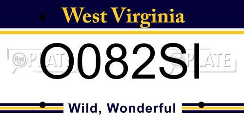 O082SI West Virginia License Plate
