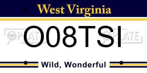 O08TSI West Virginia License Plate