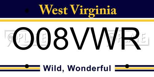 O08VWR West Virginia License Plate
