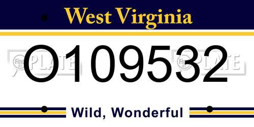 O109532 West Virginia License Plate