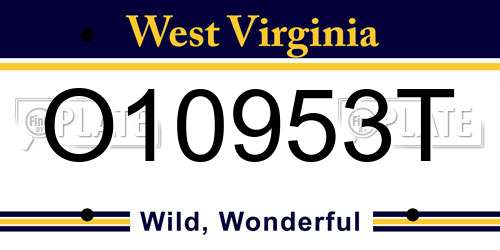 O10953T West Virginia License Plate