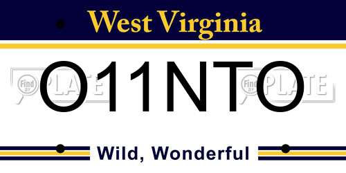 O11NTO West Virginia License Plate