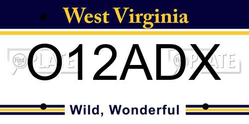 O12ADX West Virginia License Plate