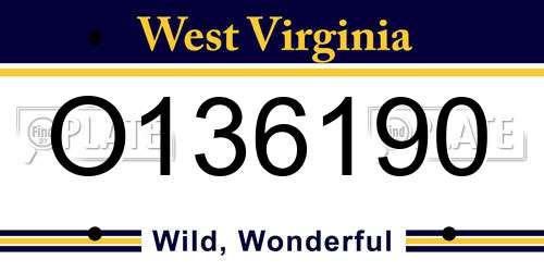 O136190 West Virginia License Plate