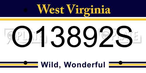 O13892S West Virginia License Plate