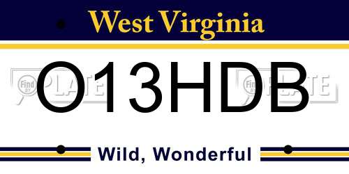 O13HDB West Virginia License Plate