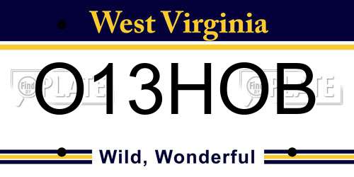 O13HOB West Virginia License Plate