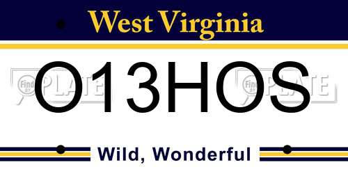 O13HOS West Virginia License Plate