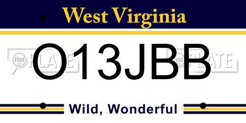 O13JBB West Virginia License Plate