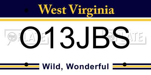 O13JBS West Virginia License Plate