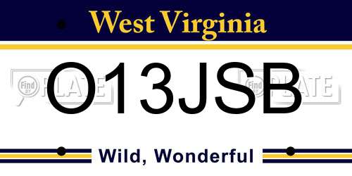 O13JSB West Virginia License Plate