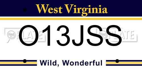 O13JSS West Virginia License Plate