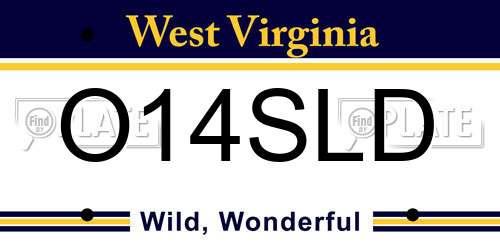 O14SLD West Virginia License Plate