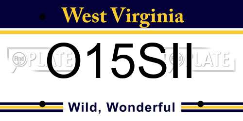 O15SII West Virginia License Plate