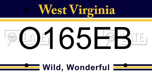 O165EB West Virginia License Plate