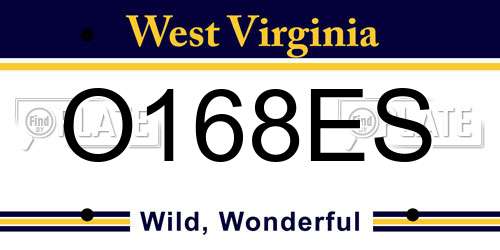 O168ES West Virginia License Plate