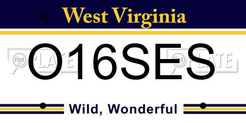 O16SES West Virginia License Plate