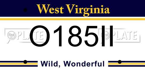 O185II West Virginia License Plate