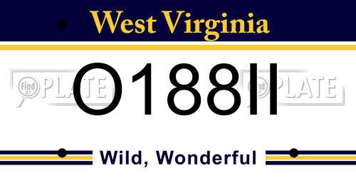 O188II West Virginia License Plate